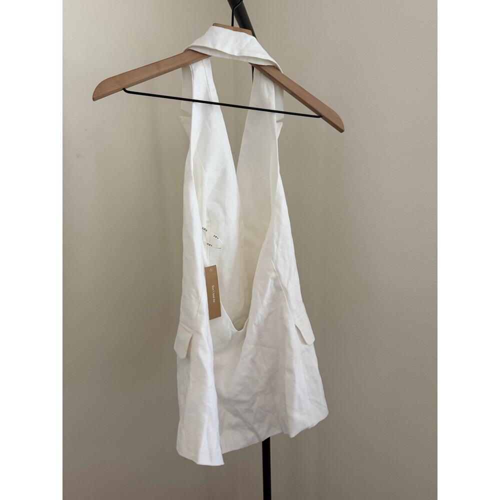 New O.P.T X Revolve white linen vest top $168 sz 8 - Picture 4 of 6